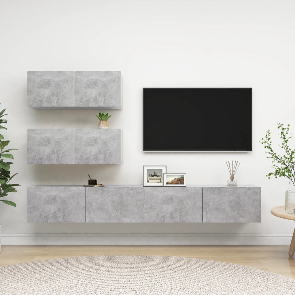 4 Piece Tv Cabinet Set Concrete Grey Engineered Wood