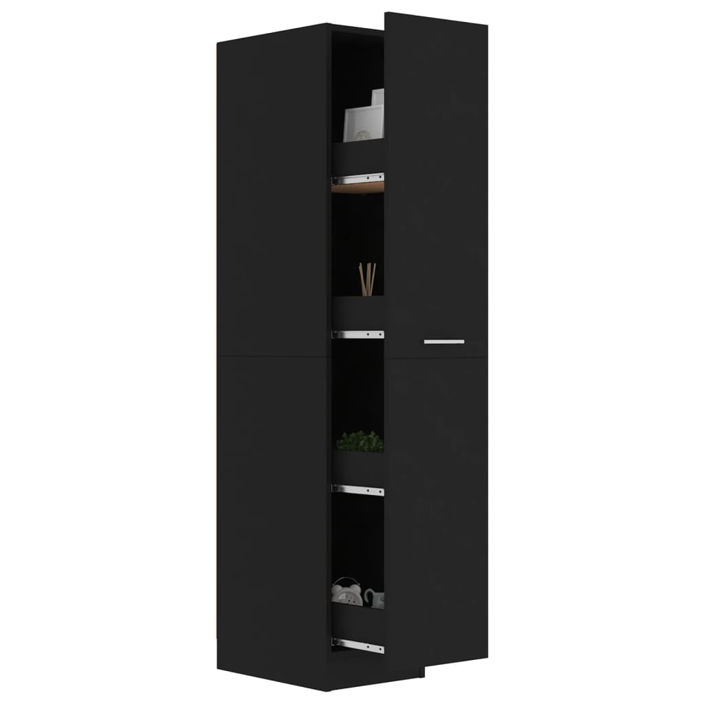 Apothecary Cabinet Black 30X42.5X150 Cm Engineered Wood