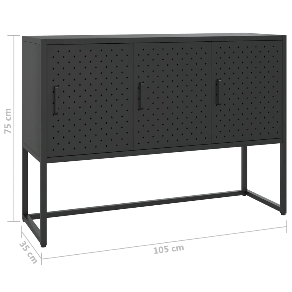 Sideboard Black 105X35X75 Cm Steel