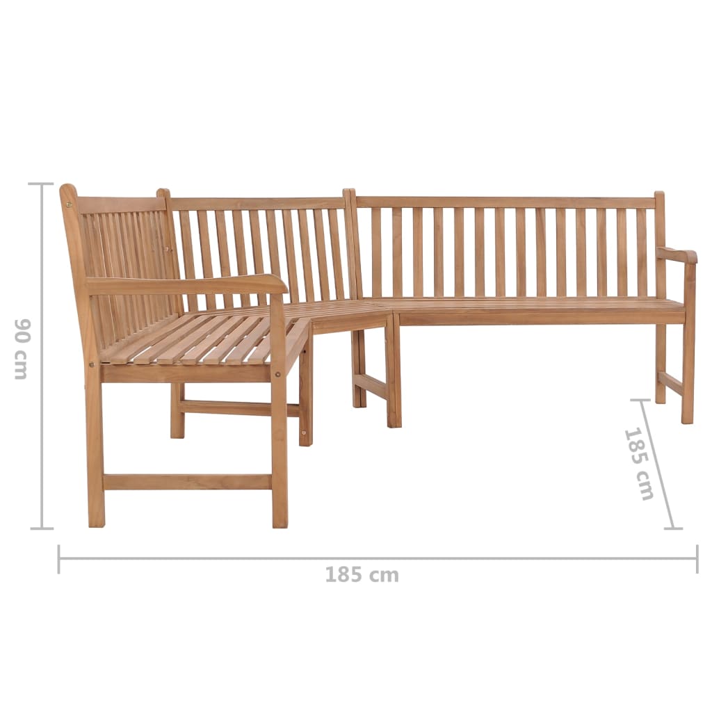 Garden Corner Bench 185X185X90 Cm Solid Teak Wood