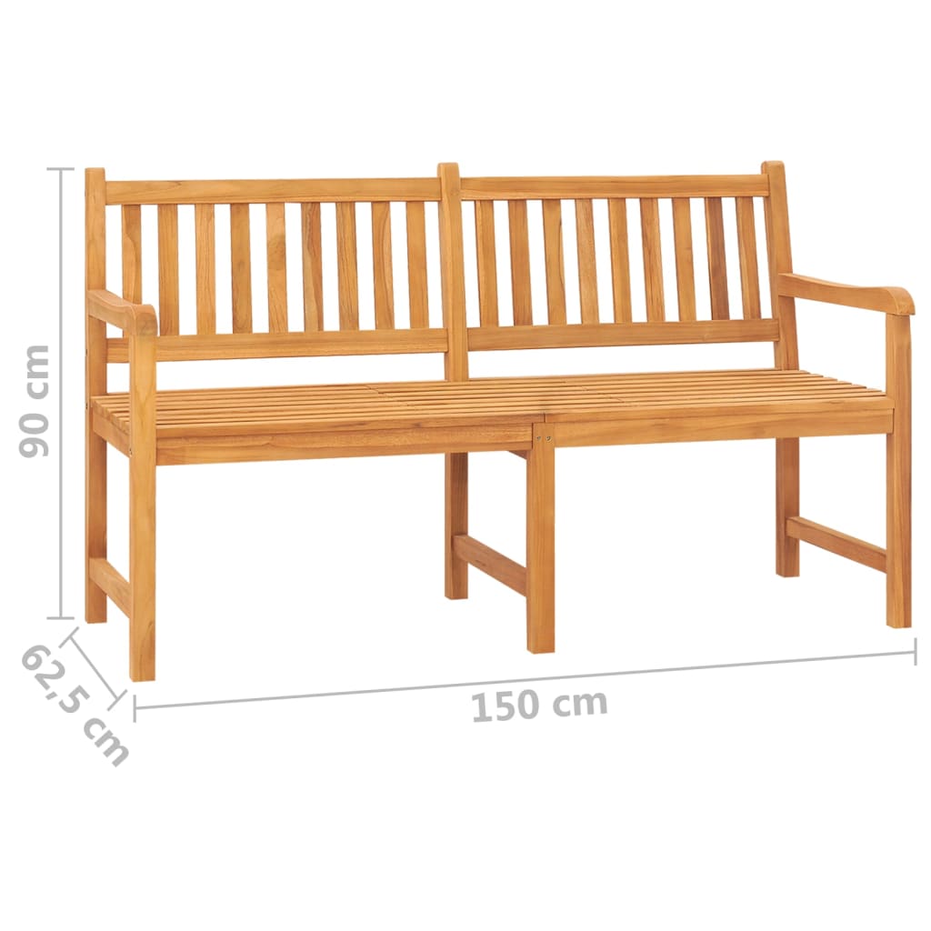 3-Seater Garden Bench With Table 150 Cm Solid Teak Wood