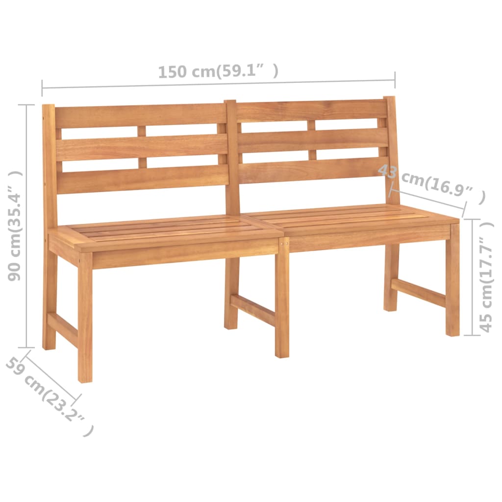 Garden Bench 150 Cm Solid Teak Wood