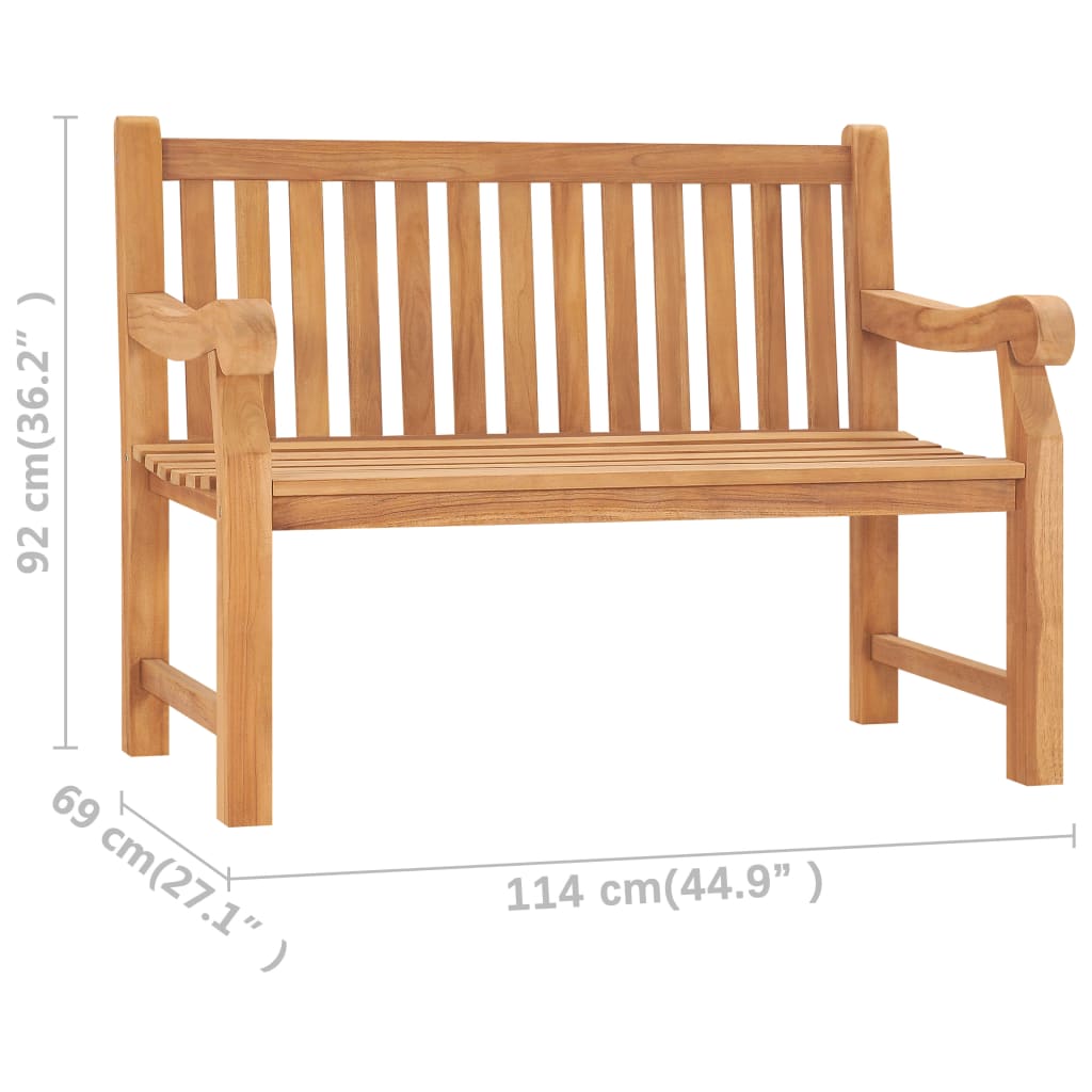 Garden Bench 114 Cm Solid Teak Wood