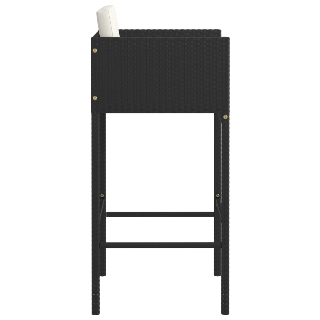 Bar Stools 4 Pcs With Cushions Black Poly Rattan