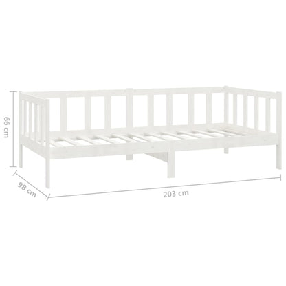 Day Bed White Solid Pinewood 90X200 Cm