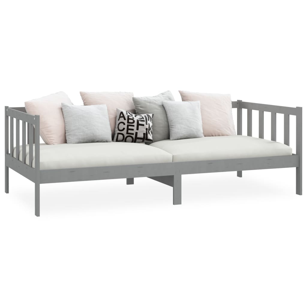 Day Bed Grey Solid Pinewood 90X200 Cm