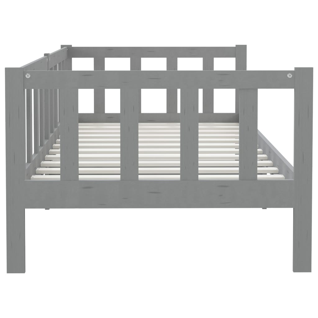 Day Bed Grey Solid Pinewood 90X200 Cm