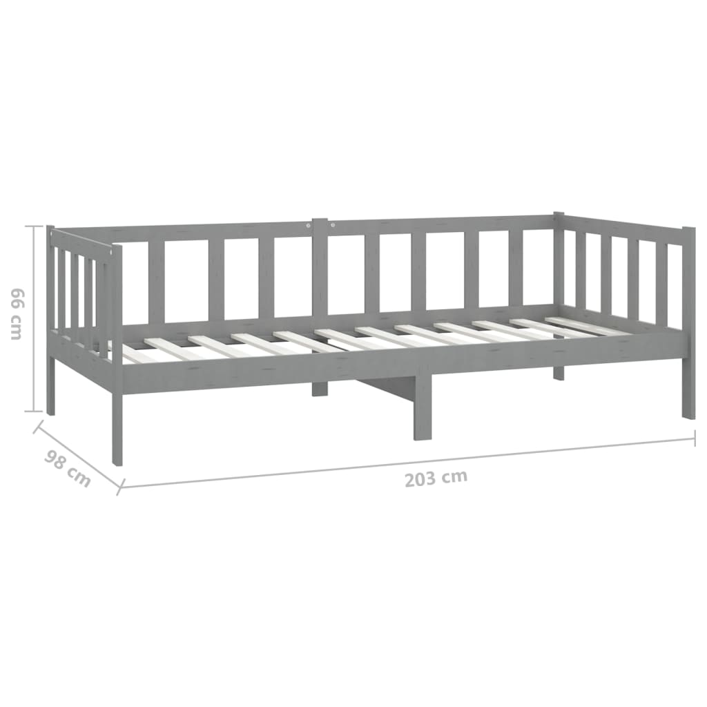 Day Bed Grey Solid Pinewood 90X200 Cm