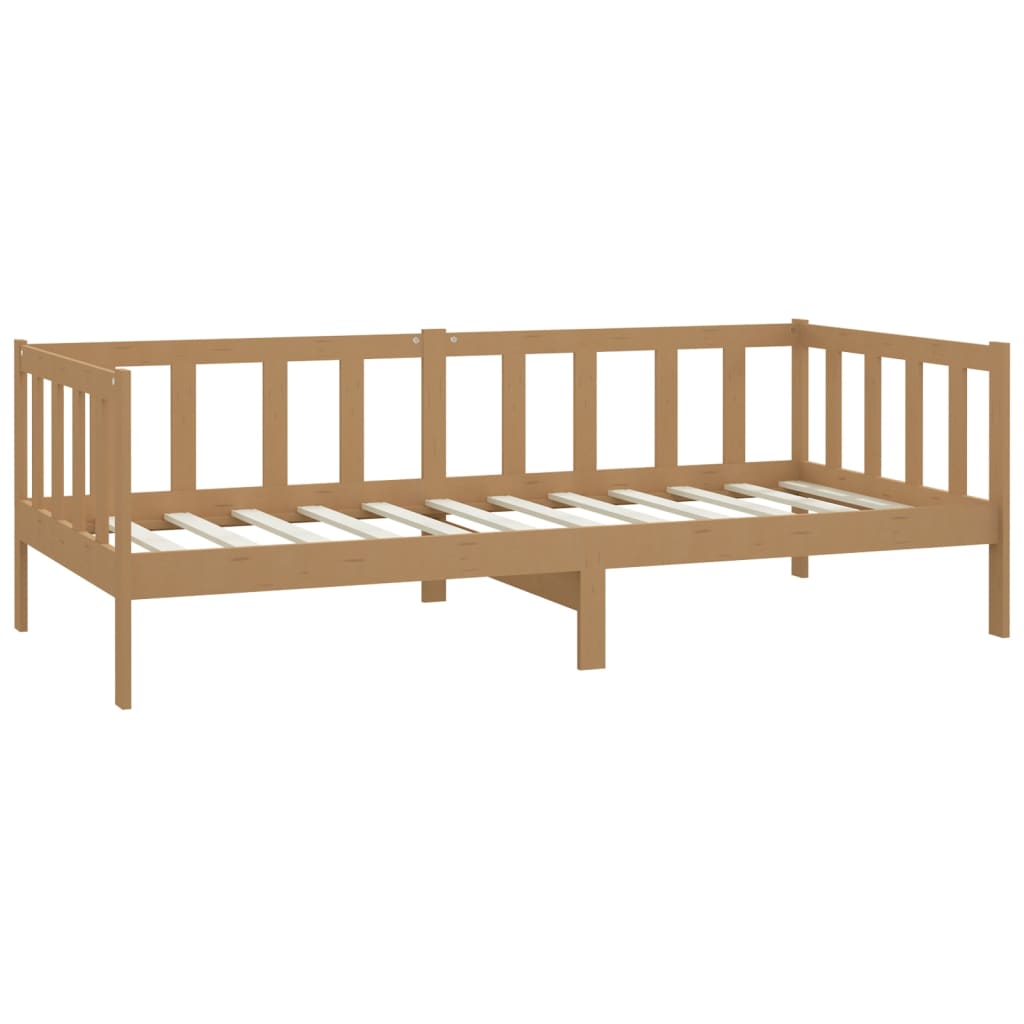 Day Bed Honey Brown Solid Pinewood 90X200 Cm