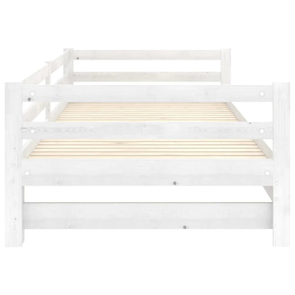 Pull-Out Day Bed White Solid Pinewood 2X