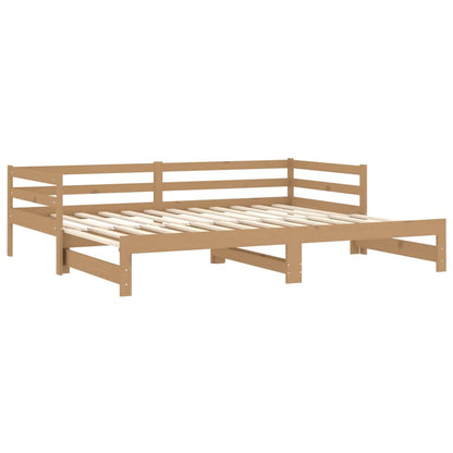 Pull-Out Day Bed Honey Brown Solid Pinewood 2X