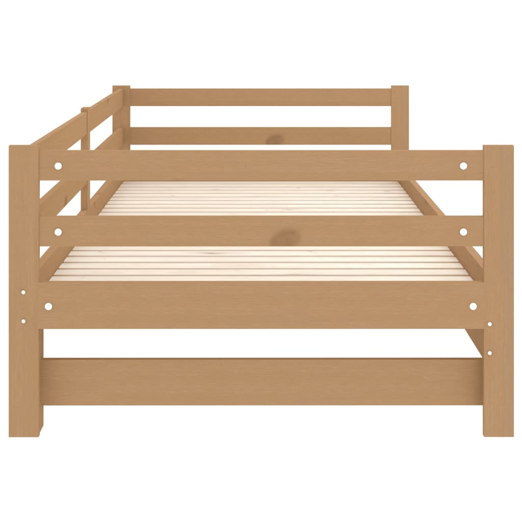 Pull-Out Day Bed Honey Brown Solid Pinewood 2X