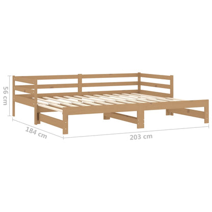 Pull-Out Day Bed Honey Brown Solid Pinewood 2X