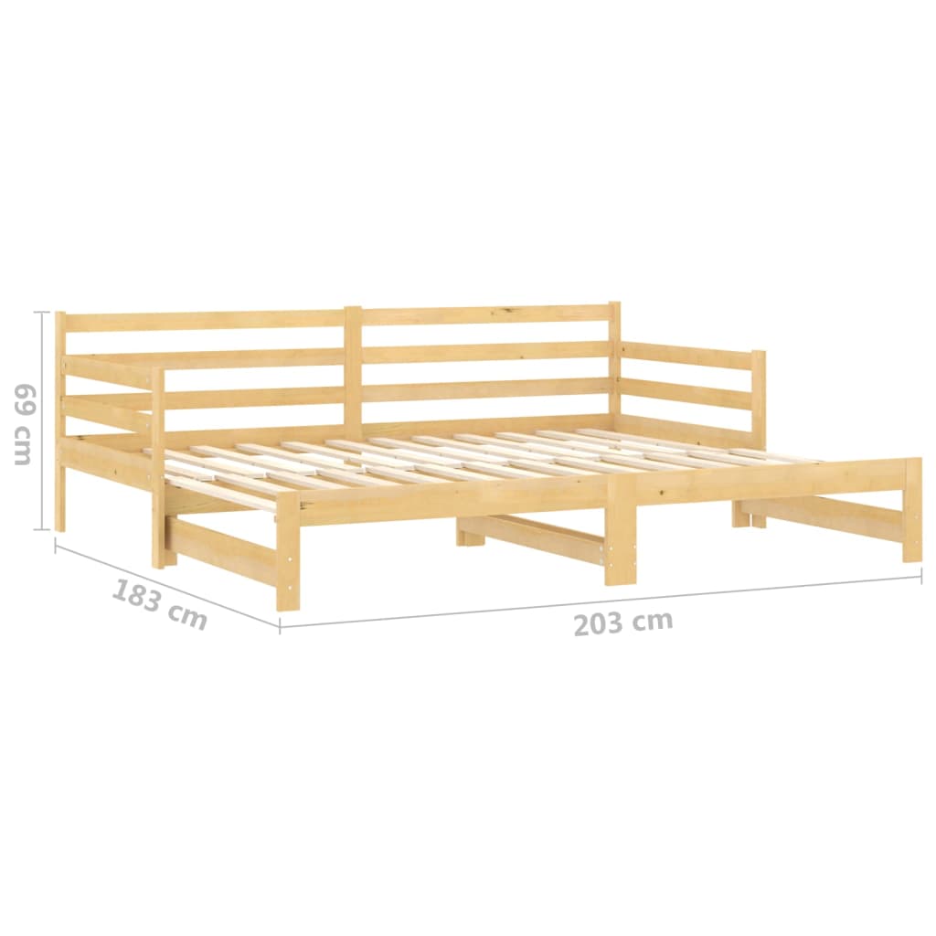 Pull-Out Day Bed Solid Pinewood 2X