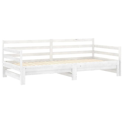 Pull-Out Day Bed White Solid Pinewood 2X