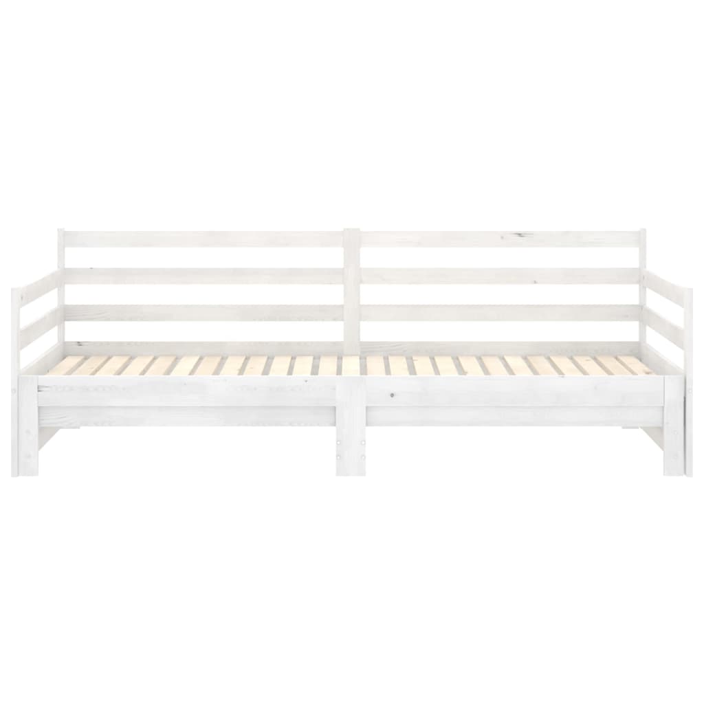 Pull-Out Day Bed White Solid Pinewood 2X