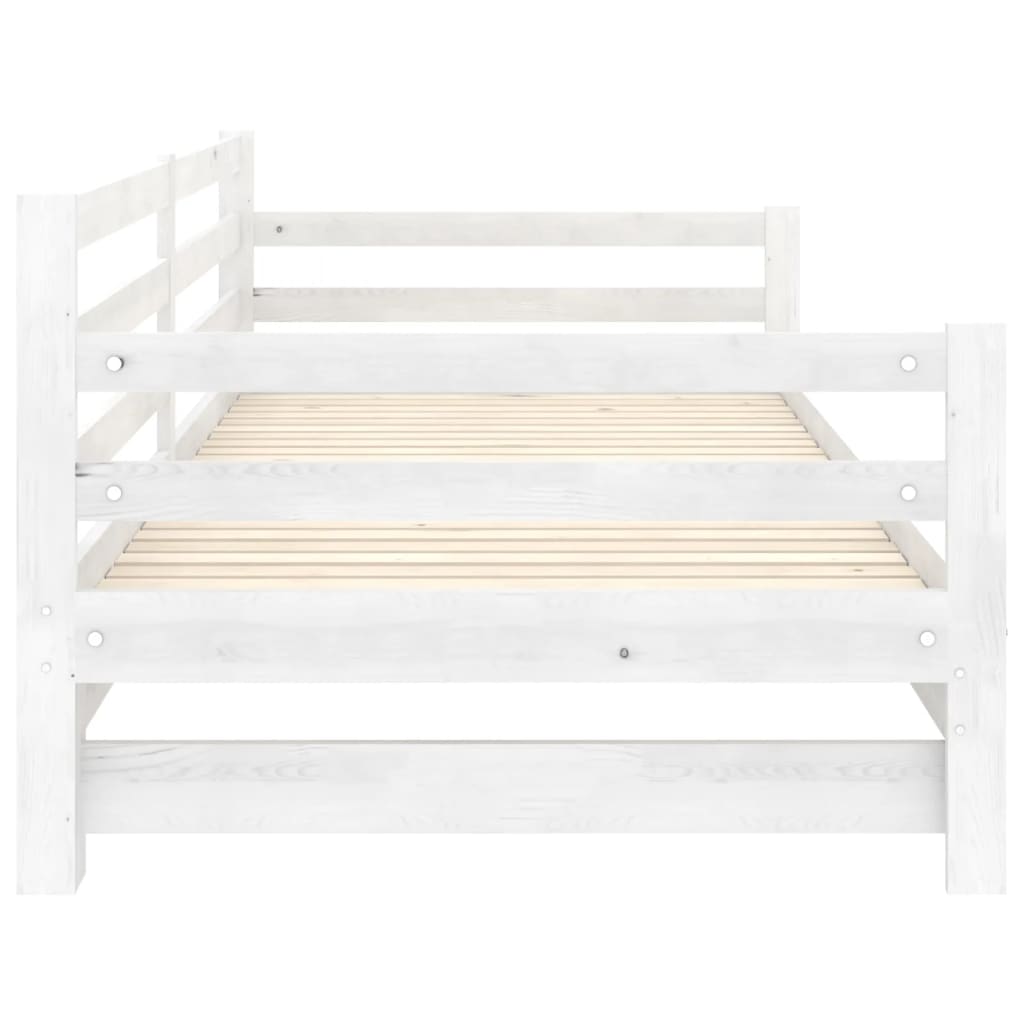 Pull-Out Day Bed White Solid Pinewood 2X