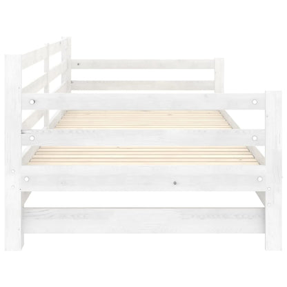 Pull-Out Day Bed White Solid Pinewood 2X