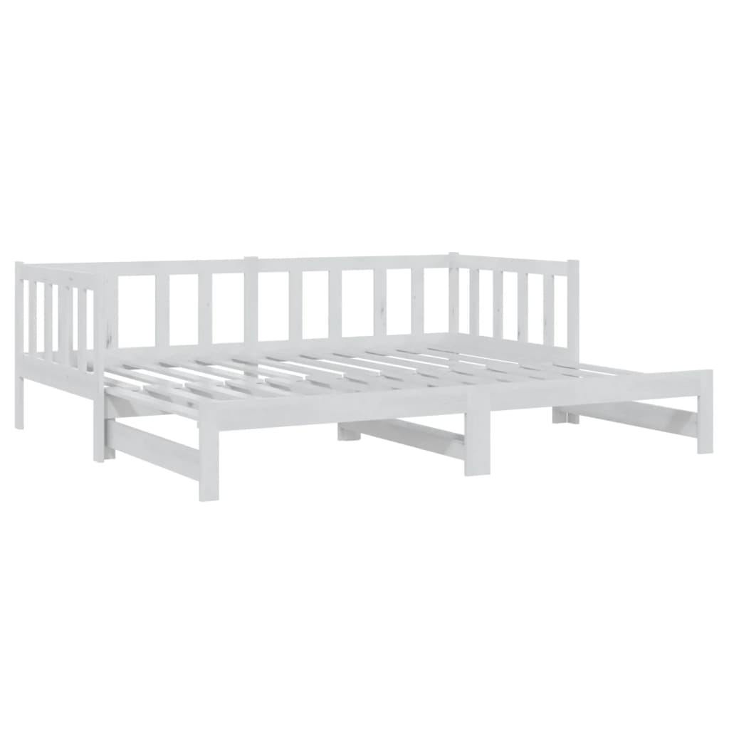 Pull-Out Day Bed White Solid Pinewood 2X