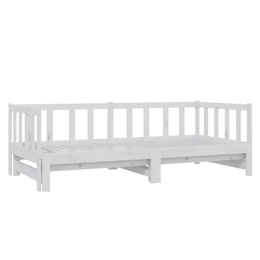 Pull-Out Day Bed White Solid Pinewood 2X