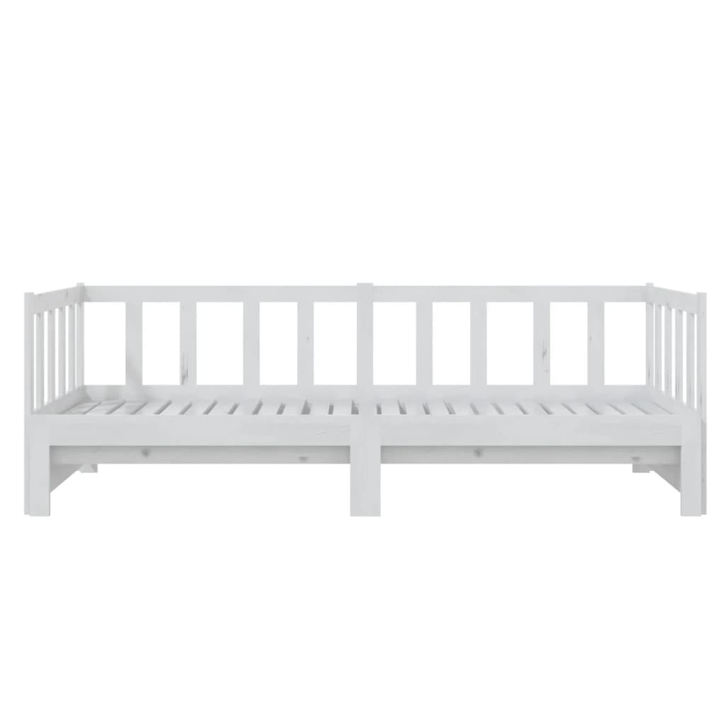 Pull-Out Day Bed White Solid Pinewood 2X