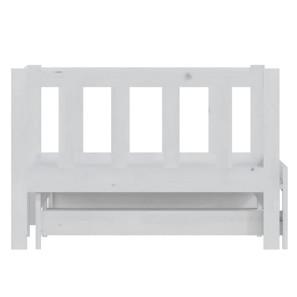 Pull-Out Day Bed White Solid Pinewood 2X