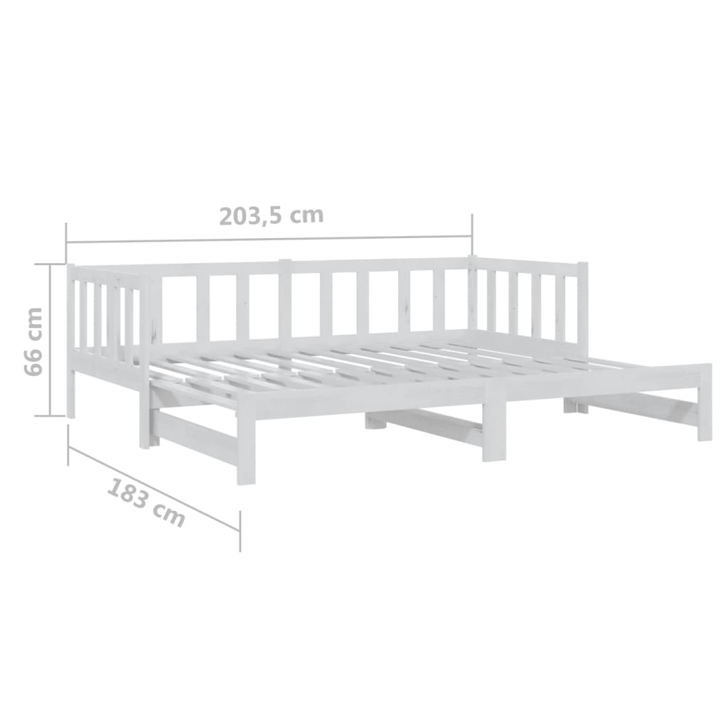 Pull-Out Day Bed White Solid Pinewood 2X