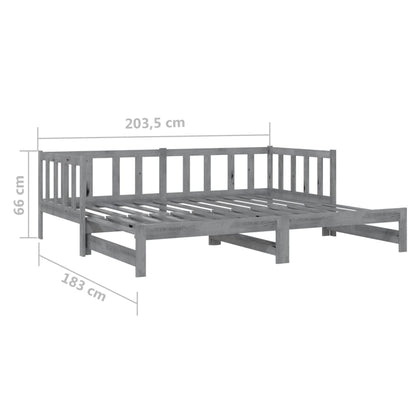 Pull-Out Day Bed Grey Solid Pinewood 2X