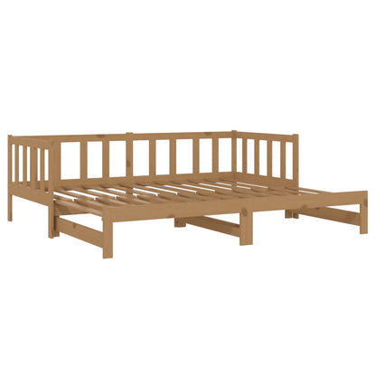 Pull-Out Day Bed Honey Brown Solid Pinewood 2X