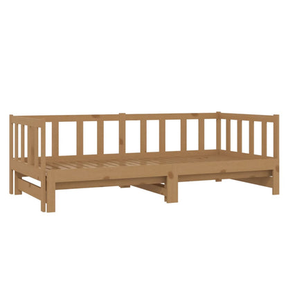 Pull-Out Day Bed Honey Brown Solid Pinewood 2X