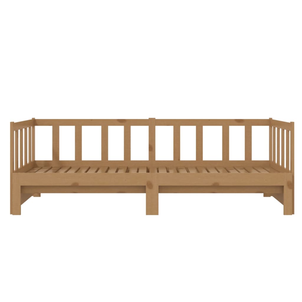 Pull-Out Day Bed Honey Brown Solid Pinewood 2X