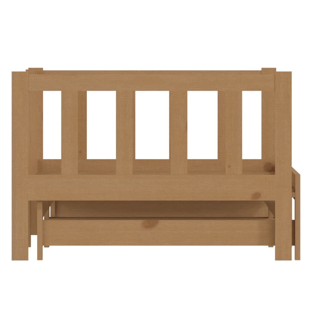 Pull-Out Day Bed Honey Brown Solid Pinewood 2X