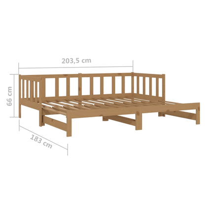 Pull-Out Day Bed Honey Brown Solid Pinewood 2X