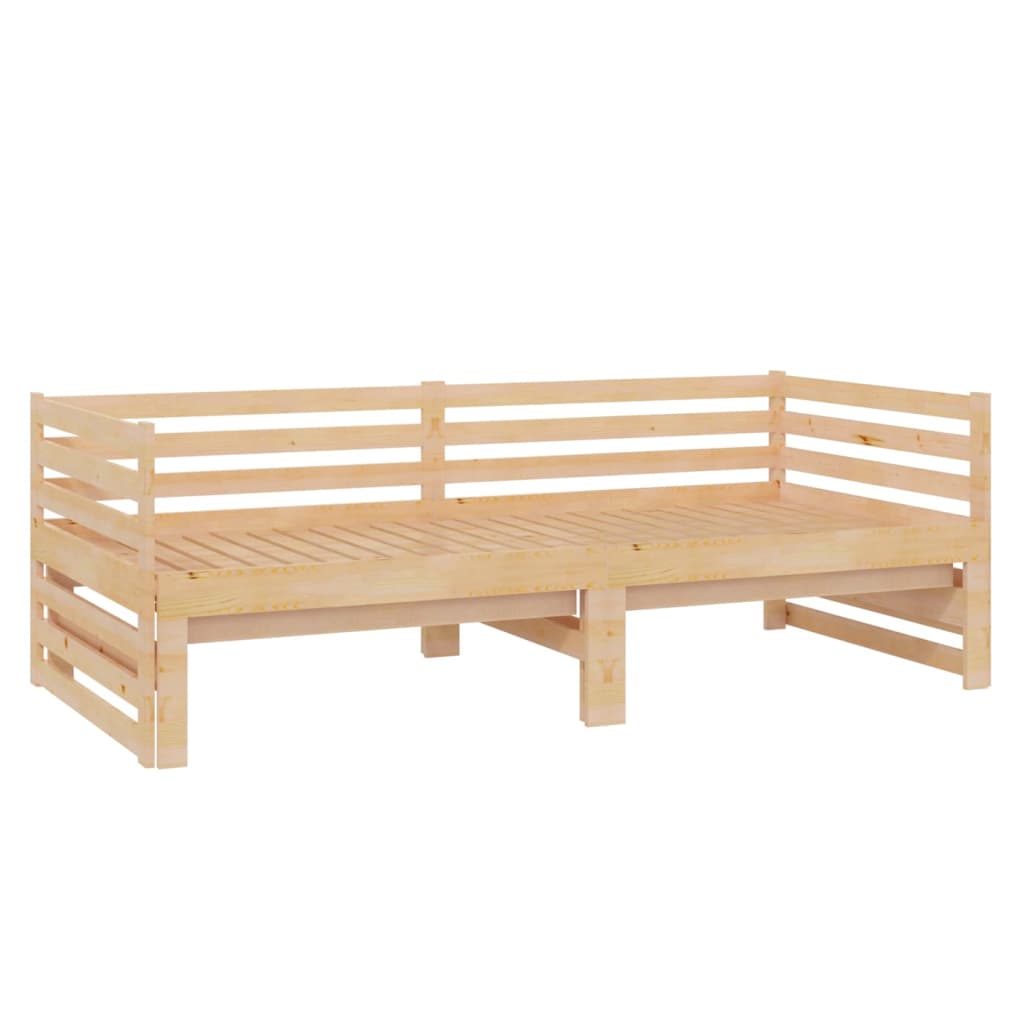 Pull-Out Day Bed Solid Pinewood 2X(90X200) Cm