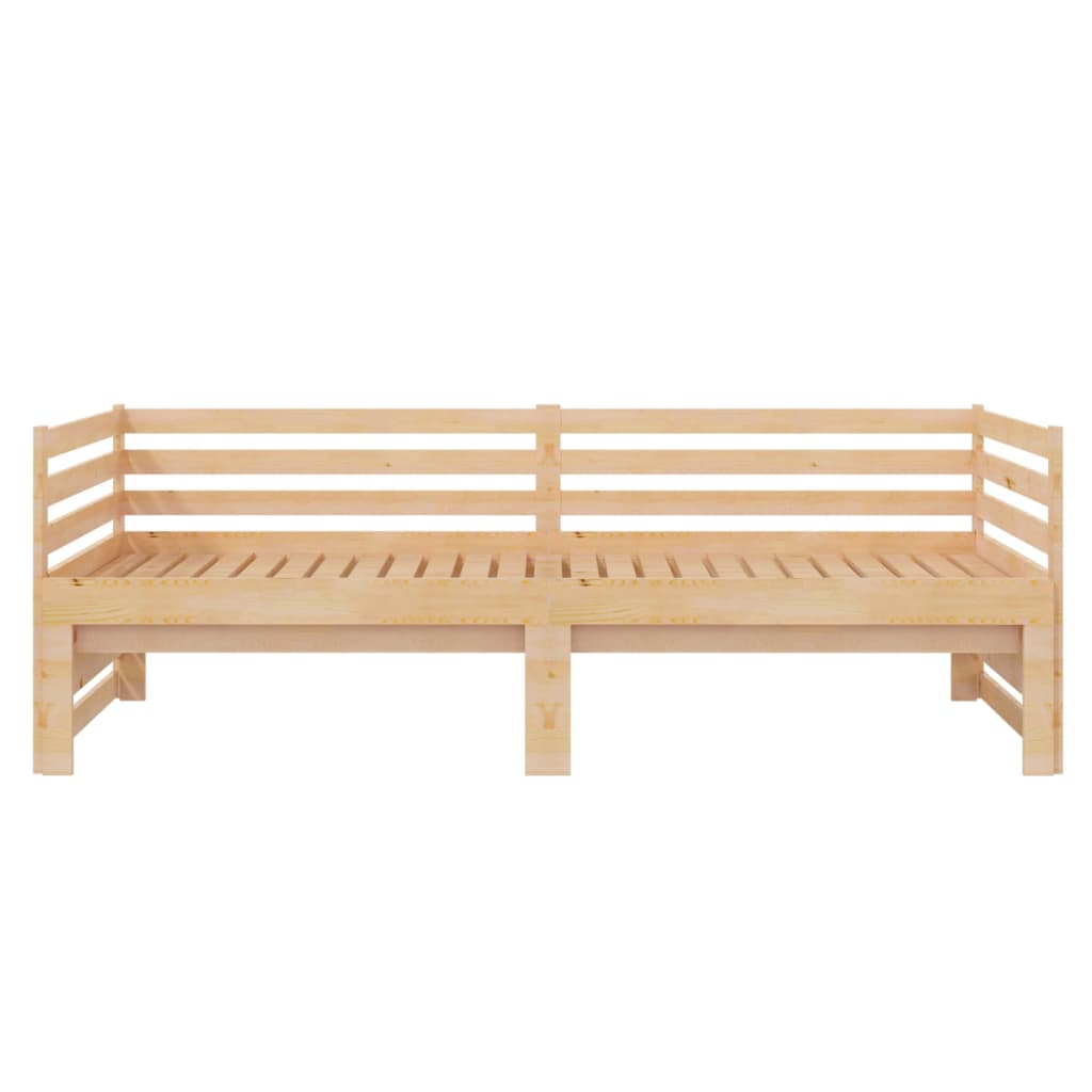 Pull-Out Day Bed Solid Pinewood 2X(90X200) Cm