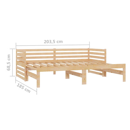 Pull-Out Day Bed Solid Pinewood 2X(90X200) Cm
