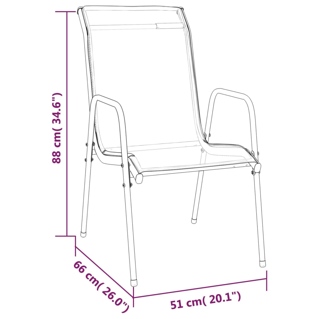 Garden Chairs 4 Pcs Steel And Textilene Black