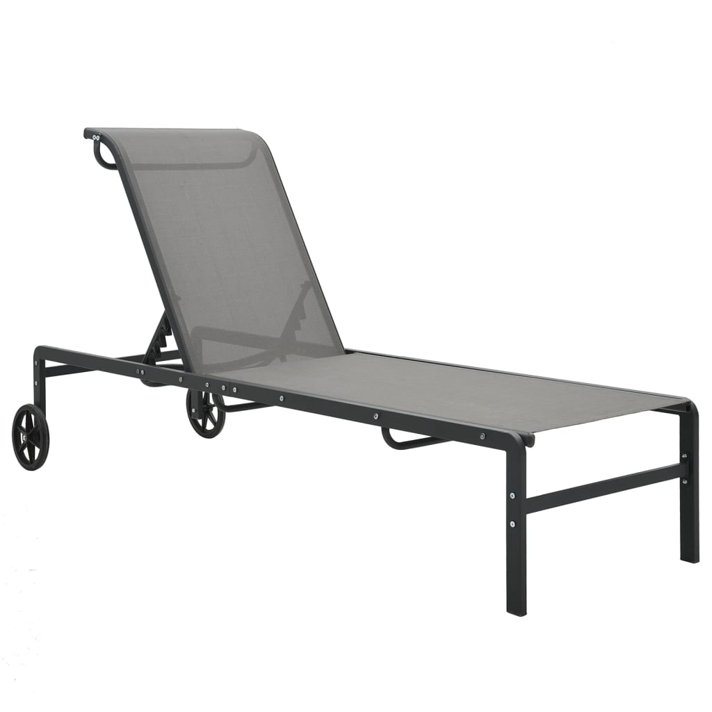 Sun Loungers 2 Pcs With Table Textilene And Steel