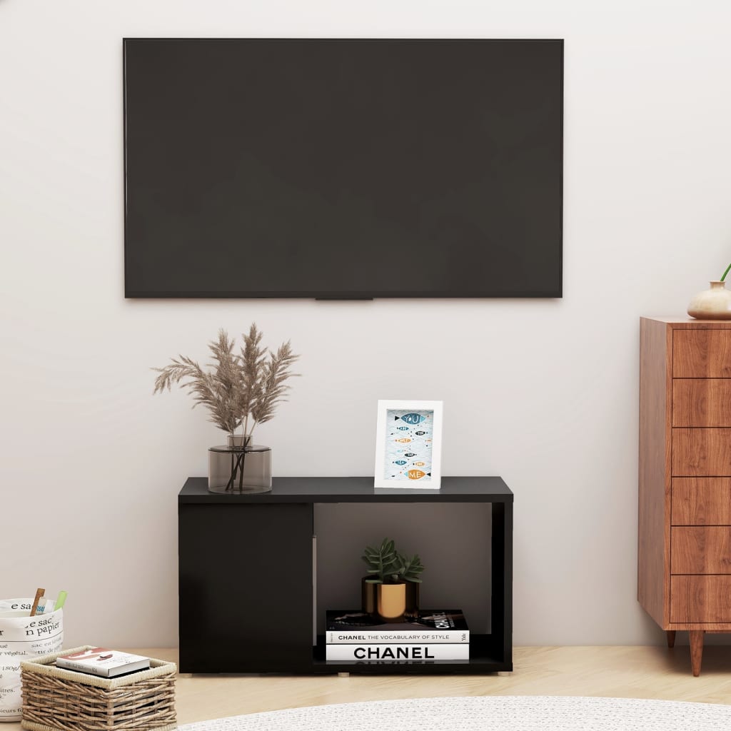 Tv Cabinet Black 60X24X32Cm Engineered Wood