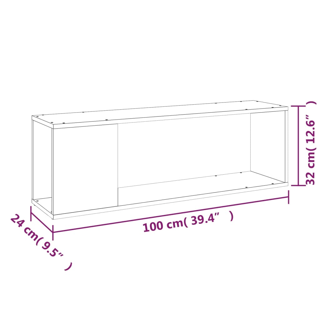 Tv Cabinet Black 100X24X32 Cm Engineered Wood