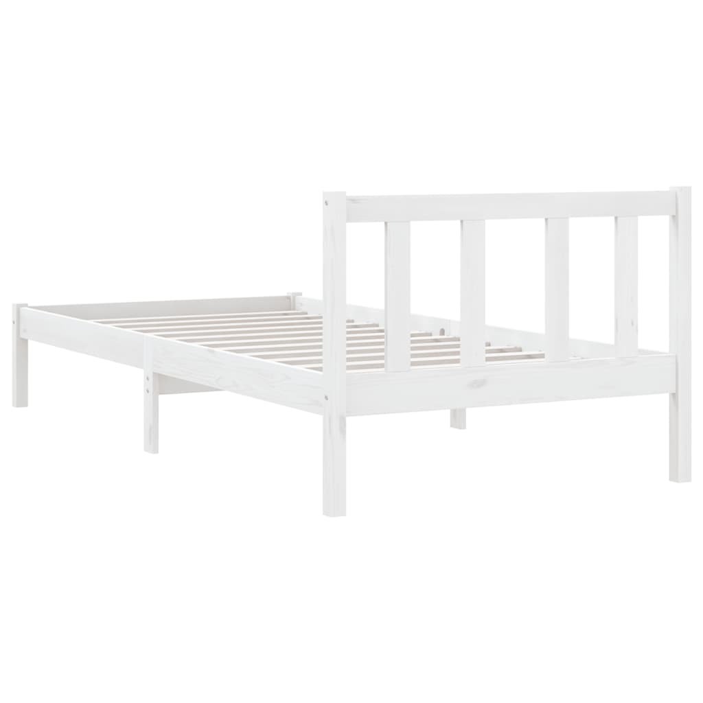 Bed Frame White Solid Pinewood 90X200 Cm