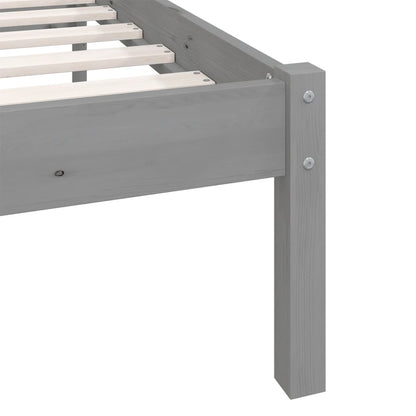 Bed Frame Grey Solid Pinewood 90X200 Cm