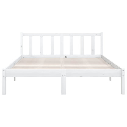 Bed Frame White Solid Pinewood 120X200 Cm