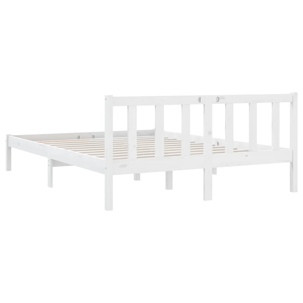 Bed Frame White Solid Pinewood 120X200 Cm