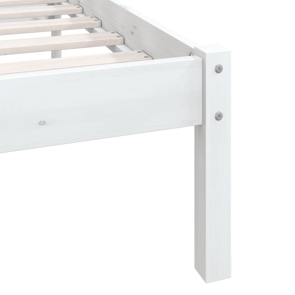 Bed Frame White Solid Pinewood 120X200 Cm