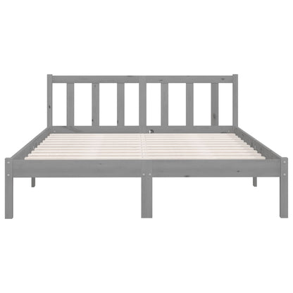 Bed Frame Grey Solid Pinewood 120X200 Cm