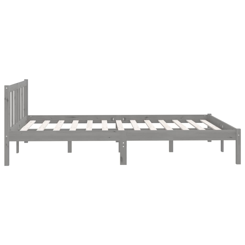 Bed Frame Grey Solid Pinewood 120X200 Cm