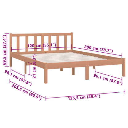 Bed Frame Honey Brown Solid Pinewood 120X200 Cm