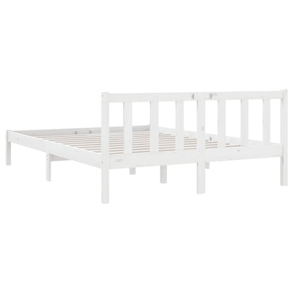 Bed Frame White Solid Pinewood 140X200 Cm