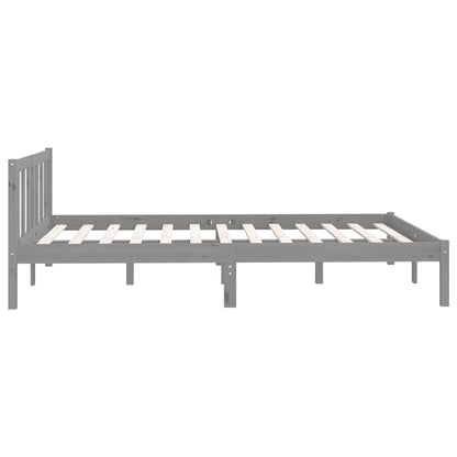 Bed Frame Grey Solid Pinewood 140X200 Cm